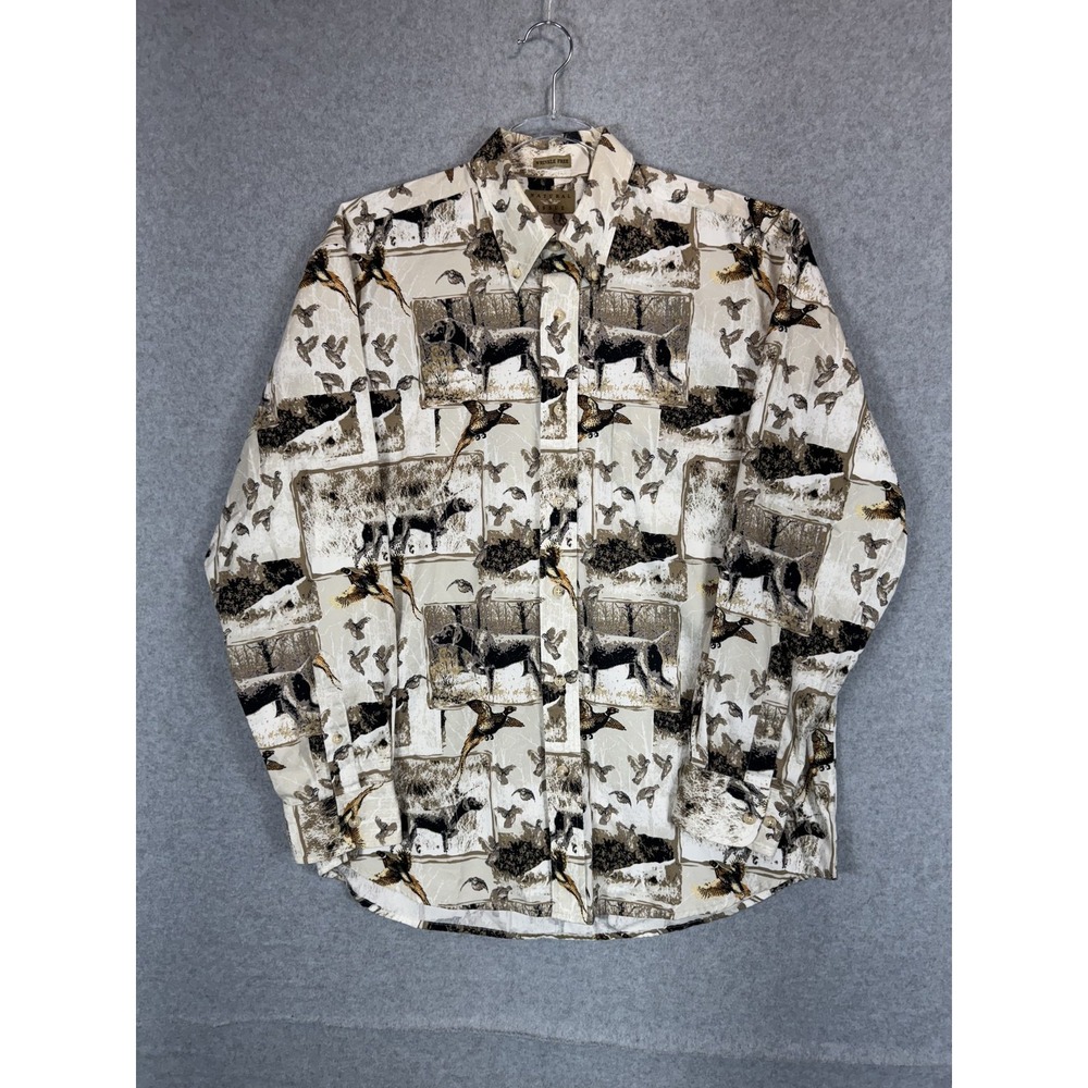 Natural‎ Issue Shirt Mens Medium Wrinkle Free Hunting Dog Pheasant Birds